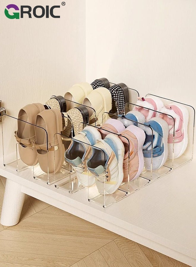GROIC 2 Pcs Baby Shoe Rack, Shoes Storage Rack for kids,  4 Sections Acrylic Transparent Simple Shoe Rack, Toddler Baby Shoe Organizer, Shoe Rack Desk File Sorter Book Purse Organizer, Saving Space Shoe Shelf - Image 1